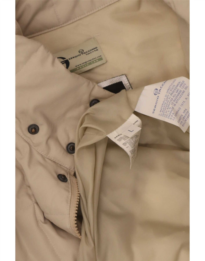 Sergio Tacchini Mens Padded Jacket UK 40 Large Beige Polyester