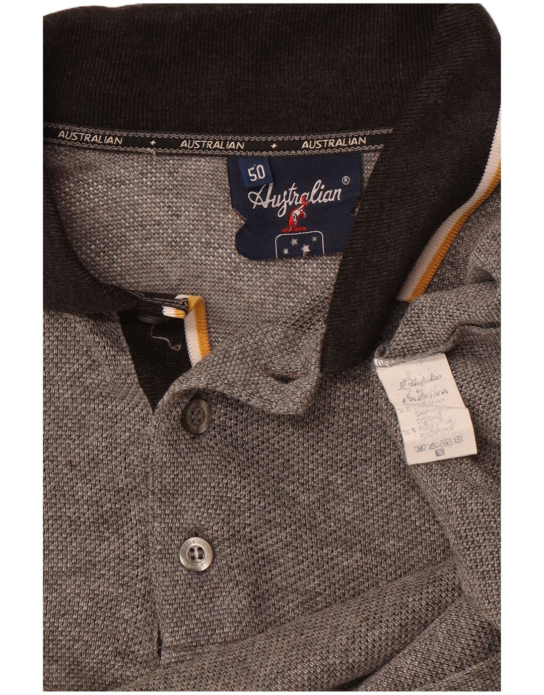 AUSTRALIAN L'ALPINA Mens Polo Shirt IT 50 Medium Grey Cotton