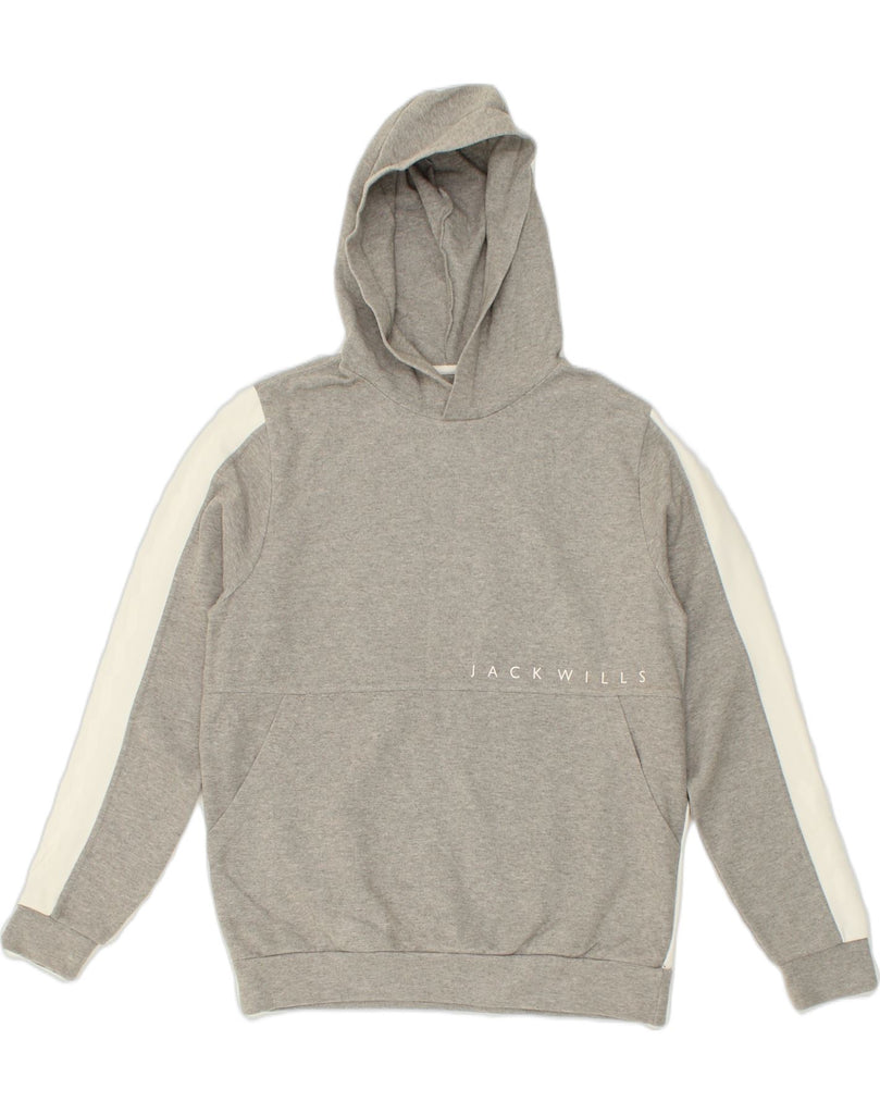 JACK WILLS Mens Hoodie Jumper Small Grey Colourblock Cotton | Vintage Jack Wills | Thrift | Second-Hand Jack Wills | Used Clothing | Messina Hembry 