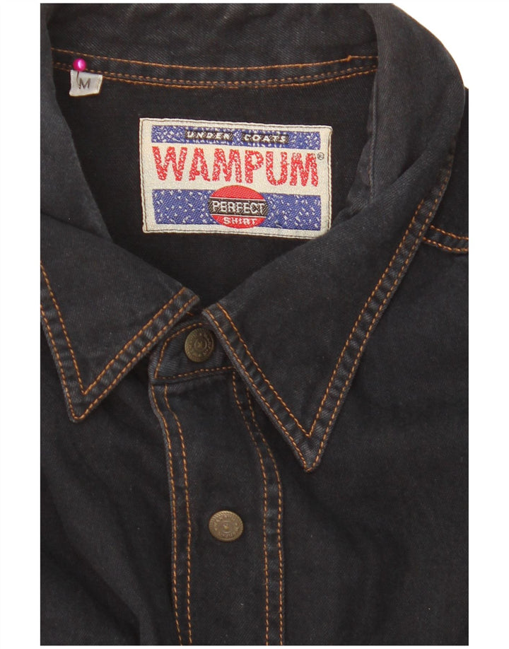 WAMPUM Mens Denim Shirt Medium Navy Blue
