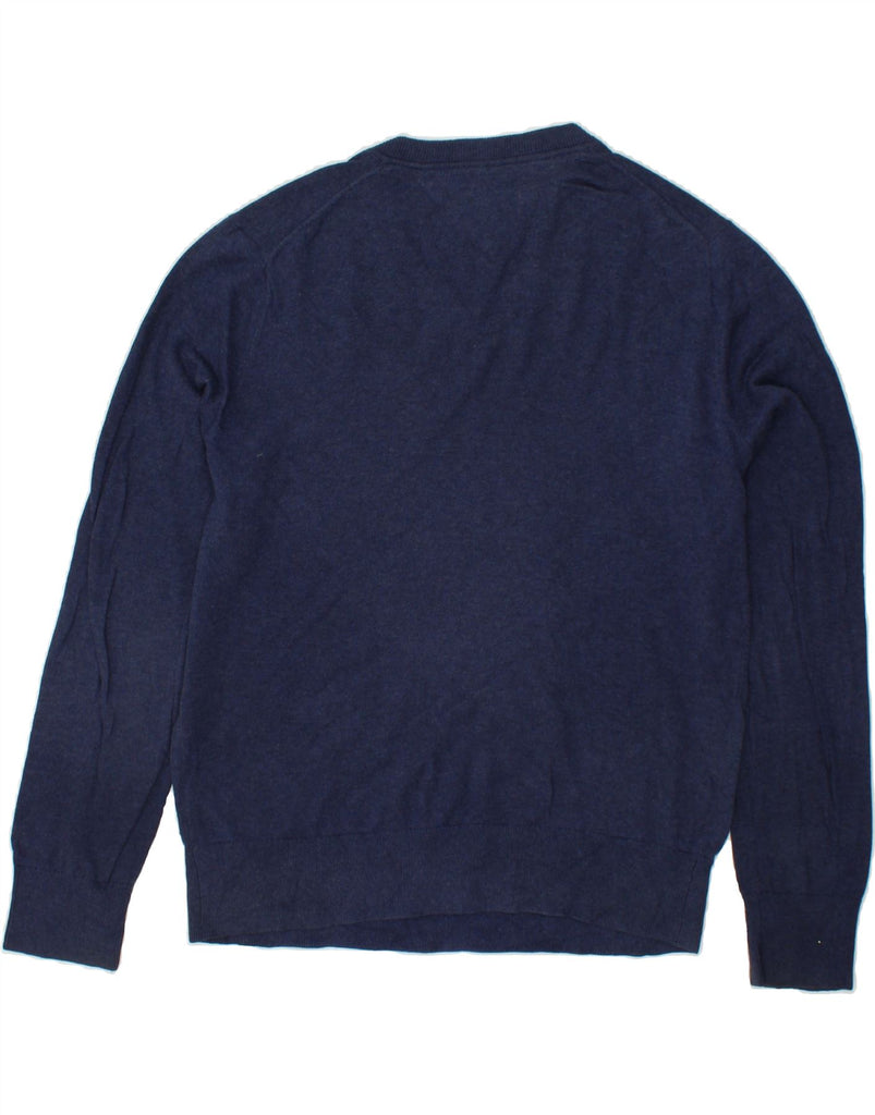TOMMY HILFIGER Mens V-Neck Jumper Sweater Large Navy Blue Cotton | Vintage Tommy Hilfiger | Thrift | Second-Hand Tommy Hilfiger | Used Clothing | Messina Hembry 