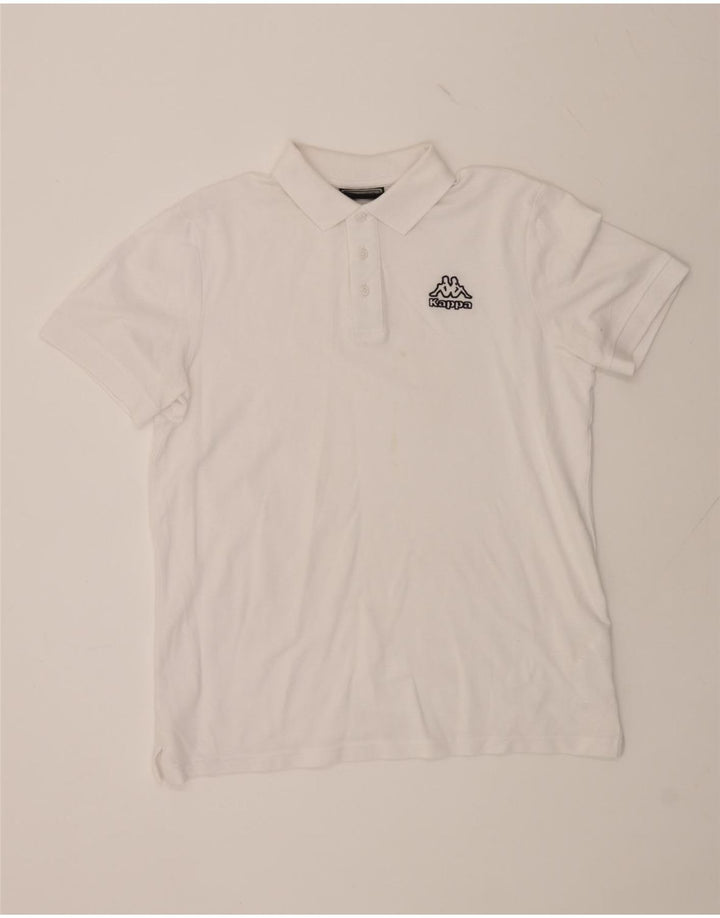 KAPPA Mens Polo Shirt Large White Cotton Vintage Kappa and Second-Hand Kappa from Messina Hembry 