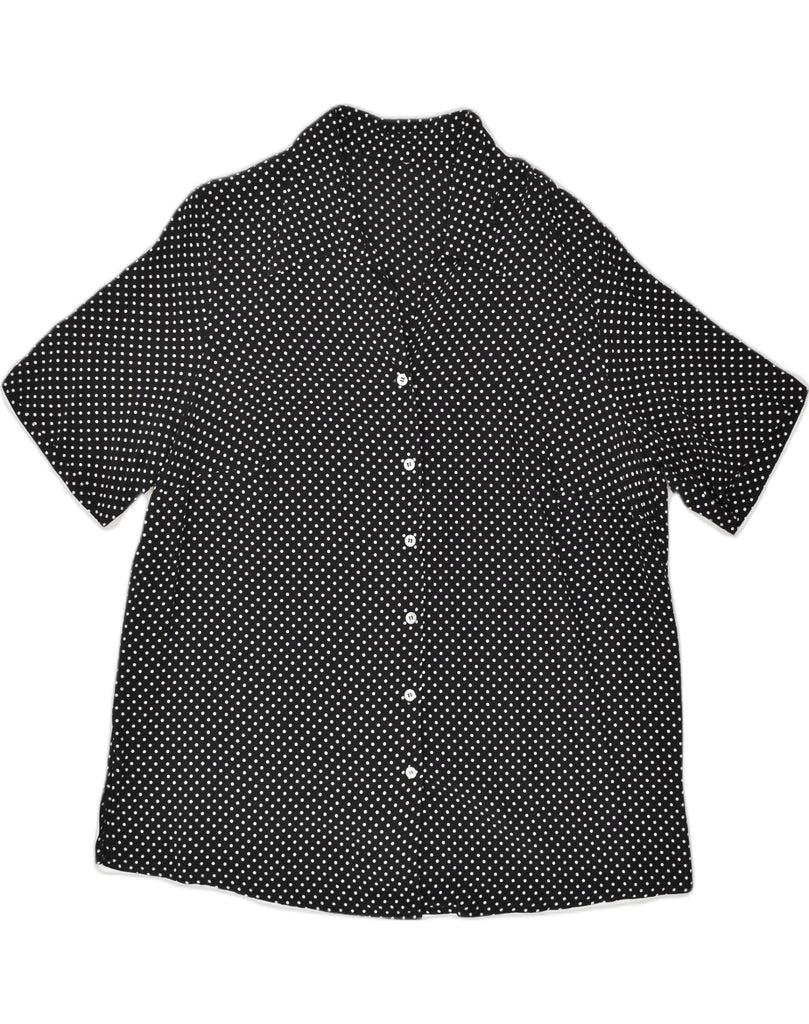 VINTAGE Womens Short Sleeve Shirt UK 14 Medium Black Spotted | Vintage Vintage | Thrift | Second-Hand Vintage | Used Clothing | Messina Hembry 