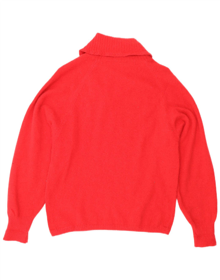 Vintage Womens Shawl Neck Jumper Sweater UK 12 Medium Red Wool