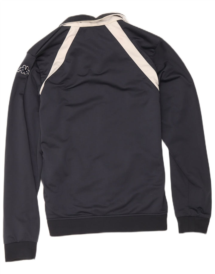Kappa Womens Graphic Tracksuit Top Jacket UK 14 Large Navy Blue Colourblock