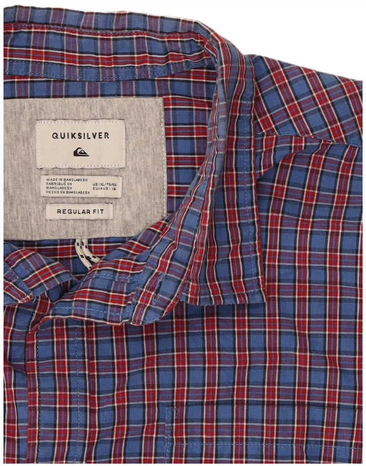 Quiksilver Boys Short Sleeve Regular Fit Shirt 15-16 Years Blue Check