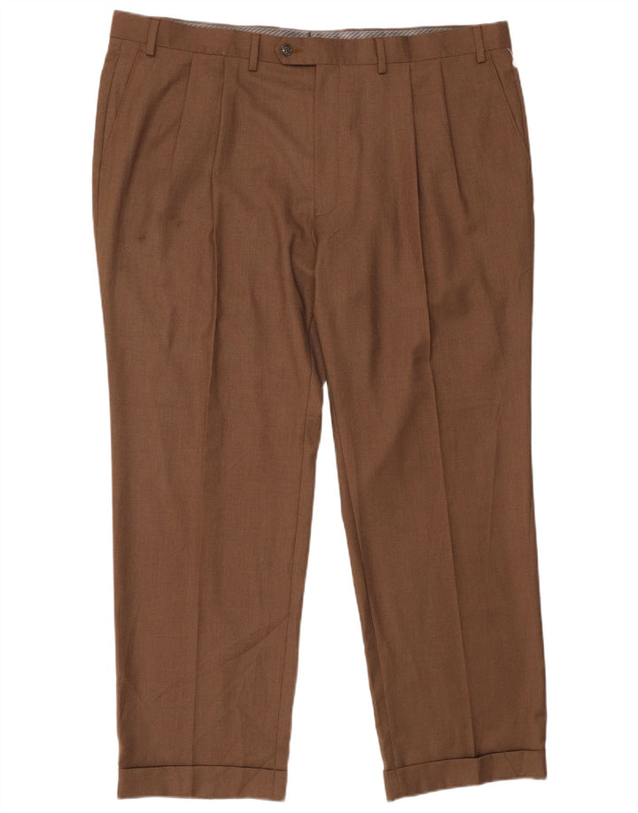 RALPH LAUREN Mens Pegged Suit Trousers W42 L30 Brown Polyester