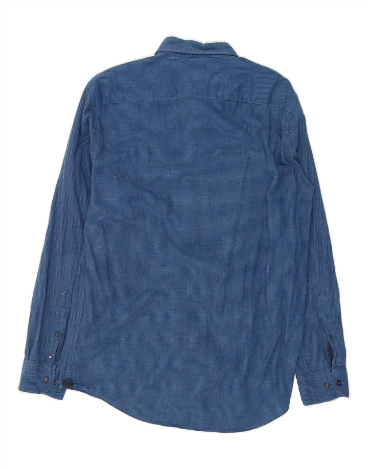 TOMMY HILFIGER Mens New York Fit Flannel Shirt Medium Navy Blue Vintage Tommy Hilfiger and Second-Hand Tommy Hilfiger from Messina Hembry 
