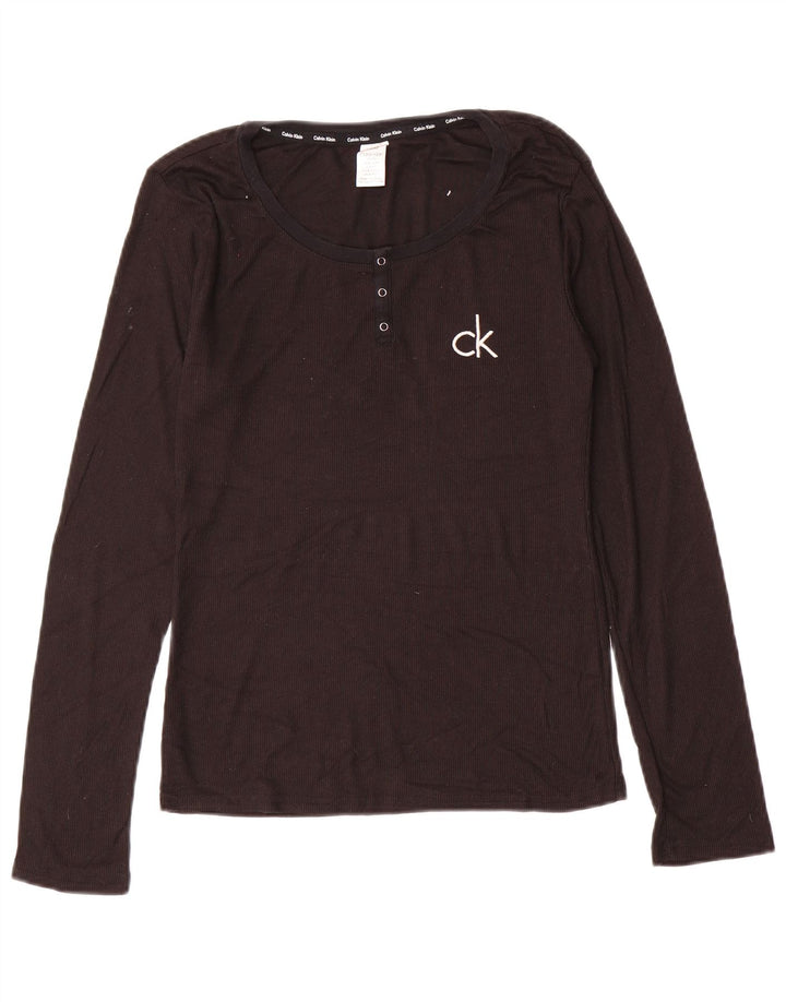 CALVIN KLEIN Womens Top Long Sleeve UK 10 Small Brown