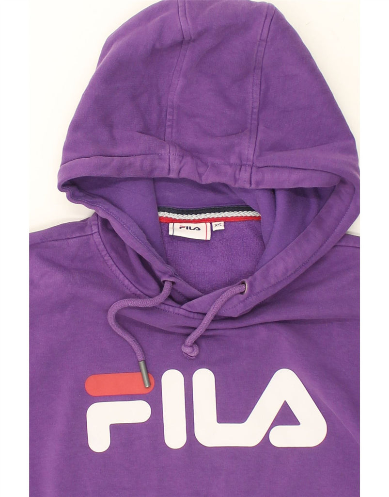 FILA Mens Graphic Hoodie Jumper XS Purple Cotton | Vintage Fila | Thrift | Second-Hand Fila | Used Clothing | Messina Hembry 