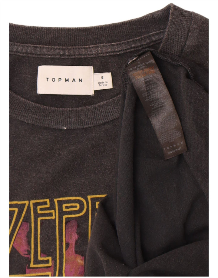 Topman Mens Graphic T-Shirt Top Small Grey Cotton