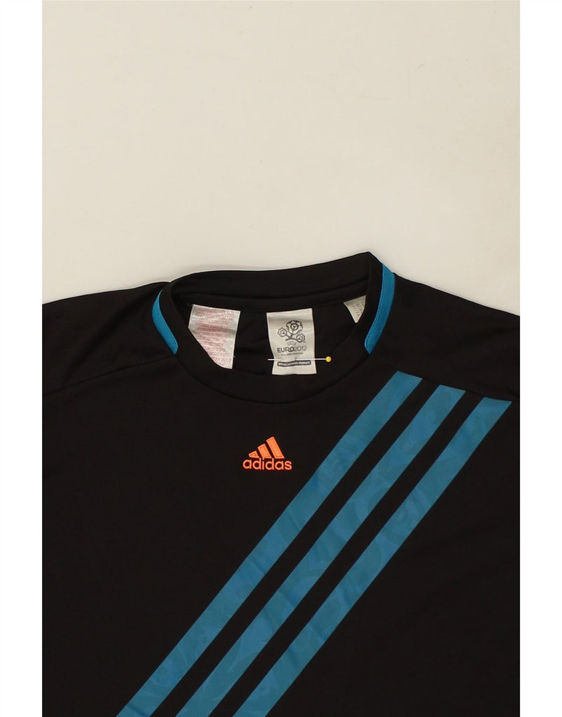 ADIDAS Mens T-Shirt Top Small Black Striped Polyester | Vintage Adidas | Thrift | Second-Hand Adidas | Used Clothing | Messina Hembry 