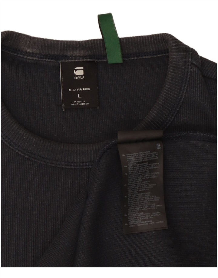 G-Star Mens T-Shirt Top Large Black Cotton