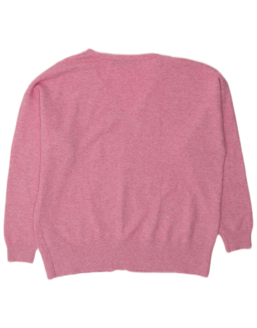 Marks & Spencer Womens Oversized V-Neck Jumper Sweater UK 14 Medium Pink