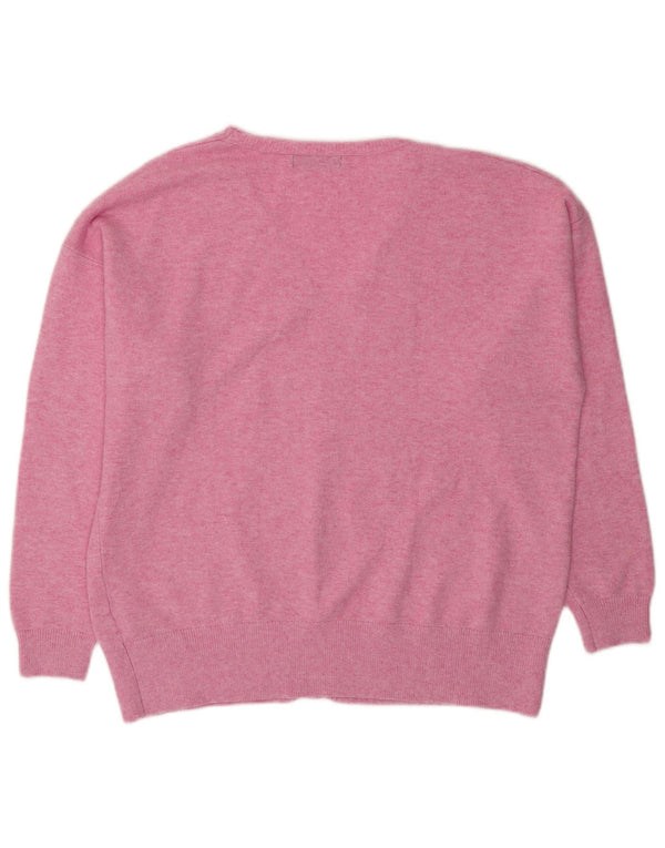 Marks & Spencer Womens Oversized V-Neck Jumper Sweater UK 14 Medium Pink