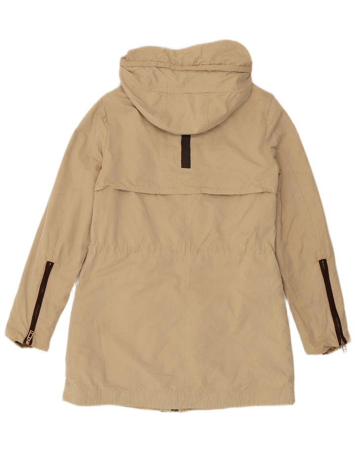 Zara Womens Hooded Parka Jacket UK 6 XS Beige Polyester