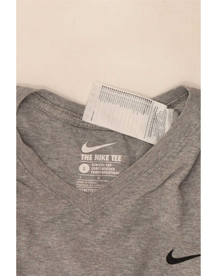 Nike Mens Athletic Cut T-Shirt Top Large Grey Flecked Cotton