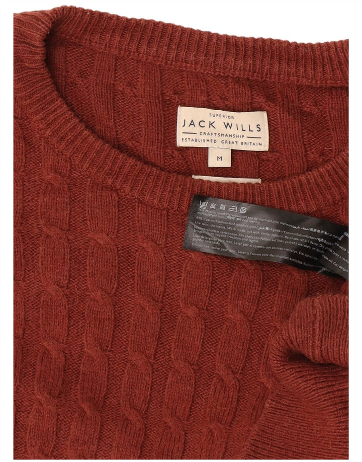 Jack Wills Mens Crew Neck Jumper Sweater Medium Brown Wool