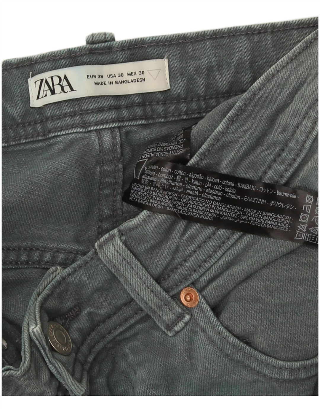 Zara Mens Denim Shorts EU 38 Small W30 Blue Cotton