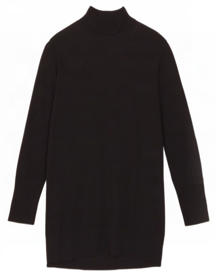 Cos Womens Long Sleeve Jumper Dress UK 14 Medium Black Wool