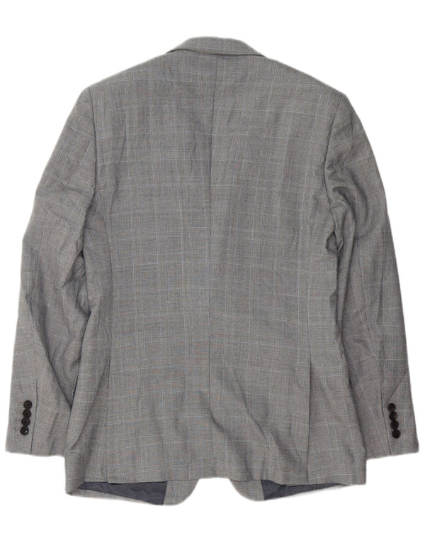 Reiss Mens 1 Button Blazer Jacket UK 36 Small Grey Check