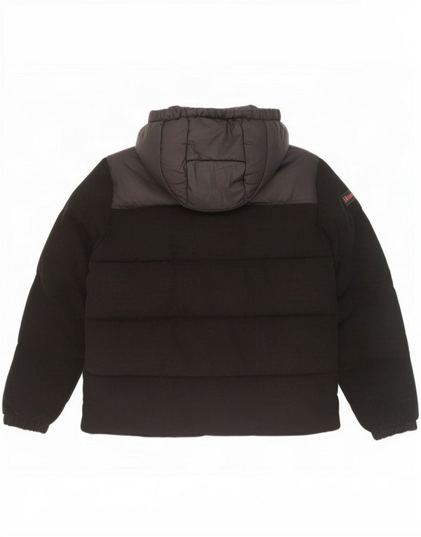 Tommy Hilfiger Boys Hooded Corduroy Padded Jacket 11-12 Years Black Cotton