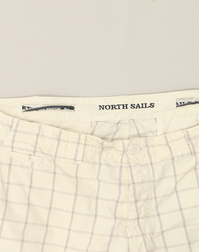 NORTH SAILS Mens Chino Shorts W42 2XL Off White Check Cotton | Vintage North Sails | Thrift | Second-Hand North Sails | Used Clothing | Messina Hembry 