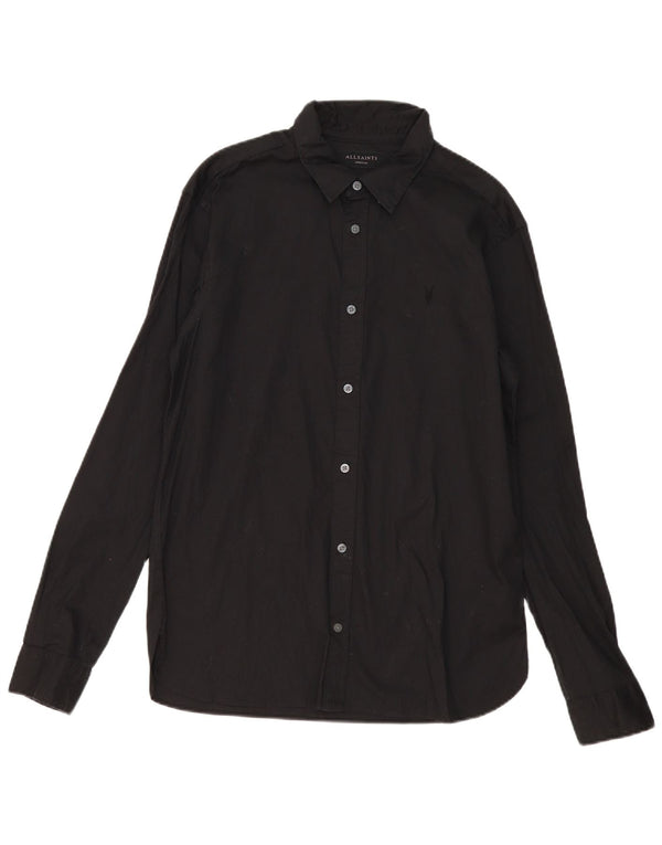 All Saints Mens Shirt Medium Black Cotton