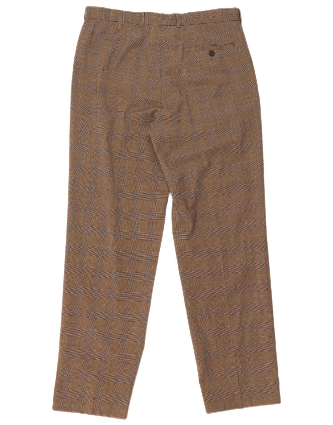 Marks & Spencer Mens Pegged Suit Trousers W34 L31 Brown Check Polyester