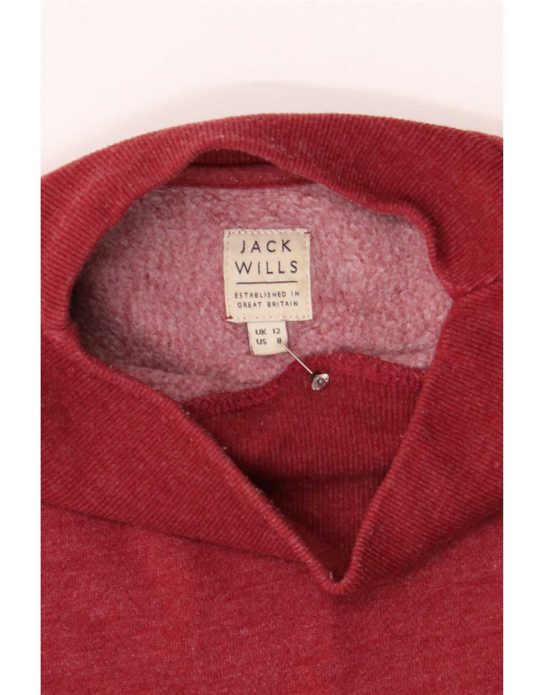 Jack Wills Womens Oversized Sweatshirt Jumper UK 12 Medium Red Cotton