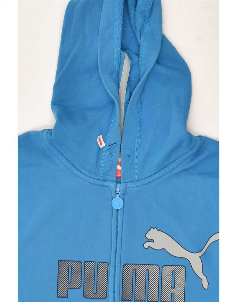 PUMA Mens Graphic Zip Hoodie Sweater Medium Blue Cotton | Vintage Puma | Thrift | Second-Hand Puma | Used Clothing | Messina Hembry 