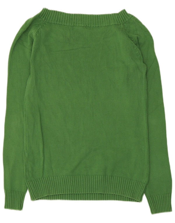 Zara Womens Boat Neck Jumper Sweater UK 14 Large Green Cotton