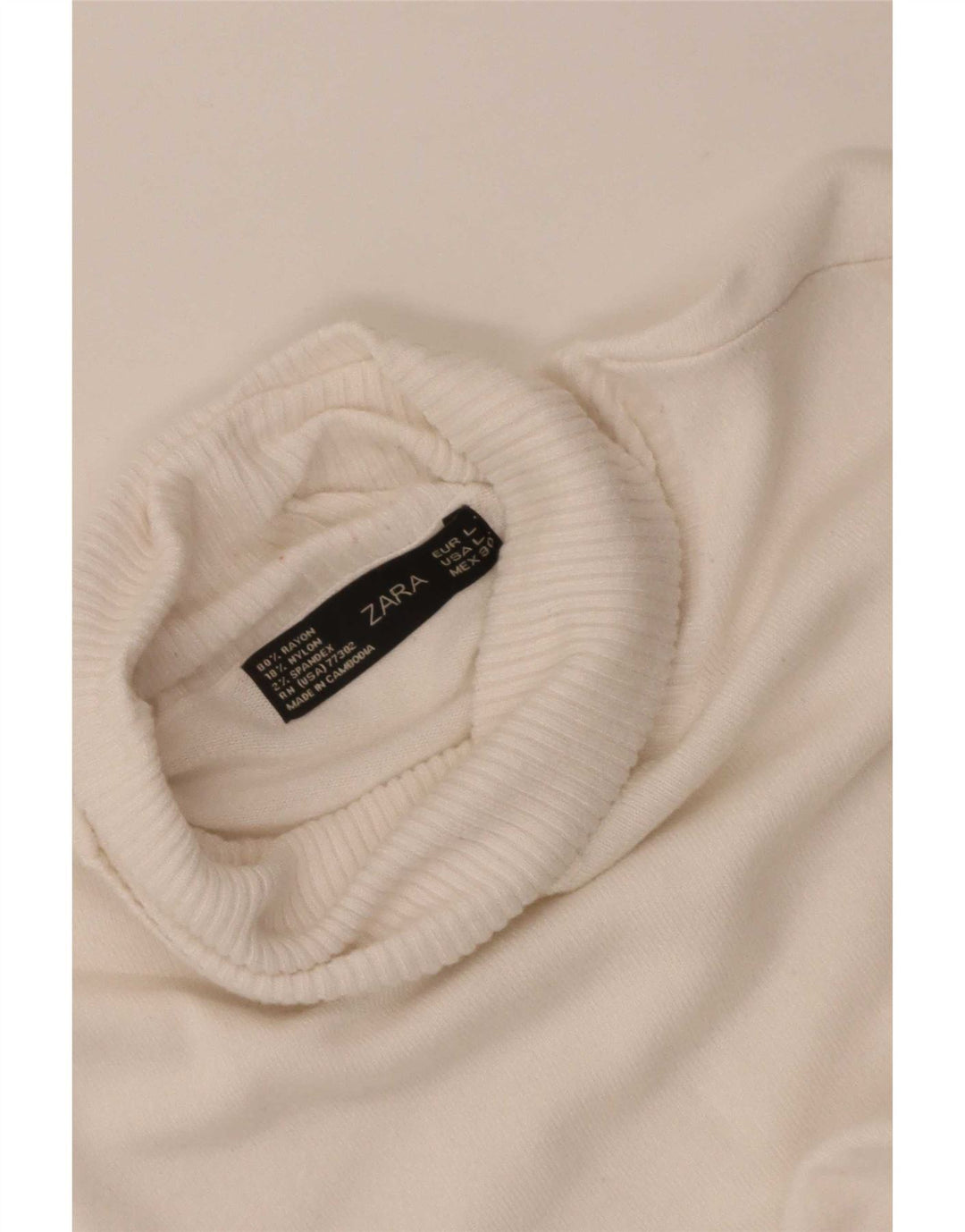 Zara Womens Roll Neck Jumper Sweater UK 14 Large White Rayon