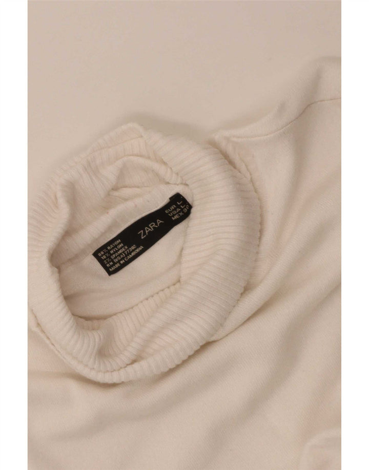 Zara Womens Roll Neck Jumper Sweater UK 14 Large White Rayon