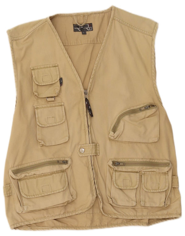 Vintage Mens Utility Jacket UK 40 Large Beige Cotton