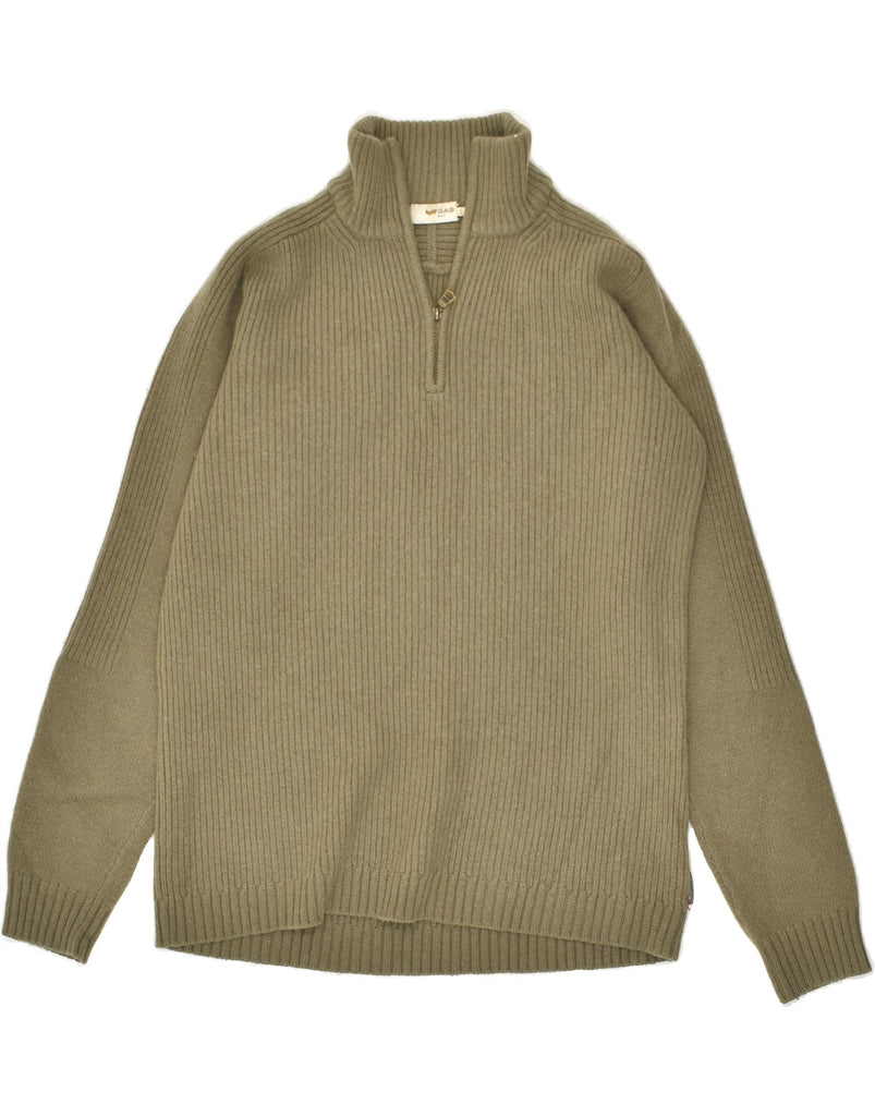 GAS Mens Zip Neck Jumper Sweater 2XL Khaki Polyamide | Vintage Gas | Thrift | Second-Hand Gas | Used Clothing | Messina Hembry 