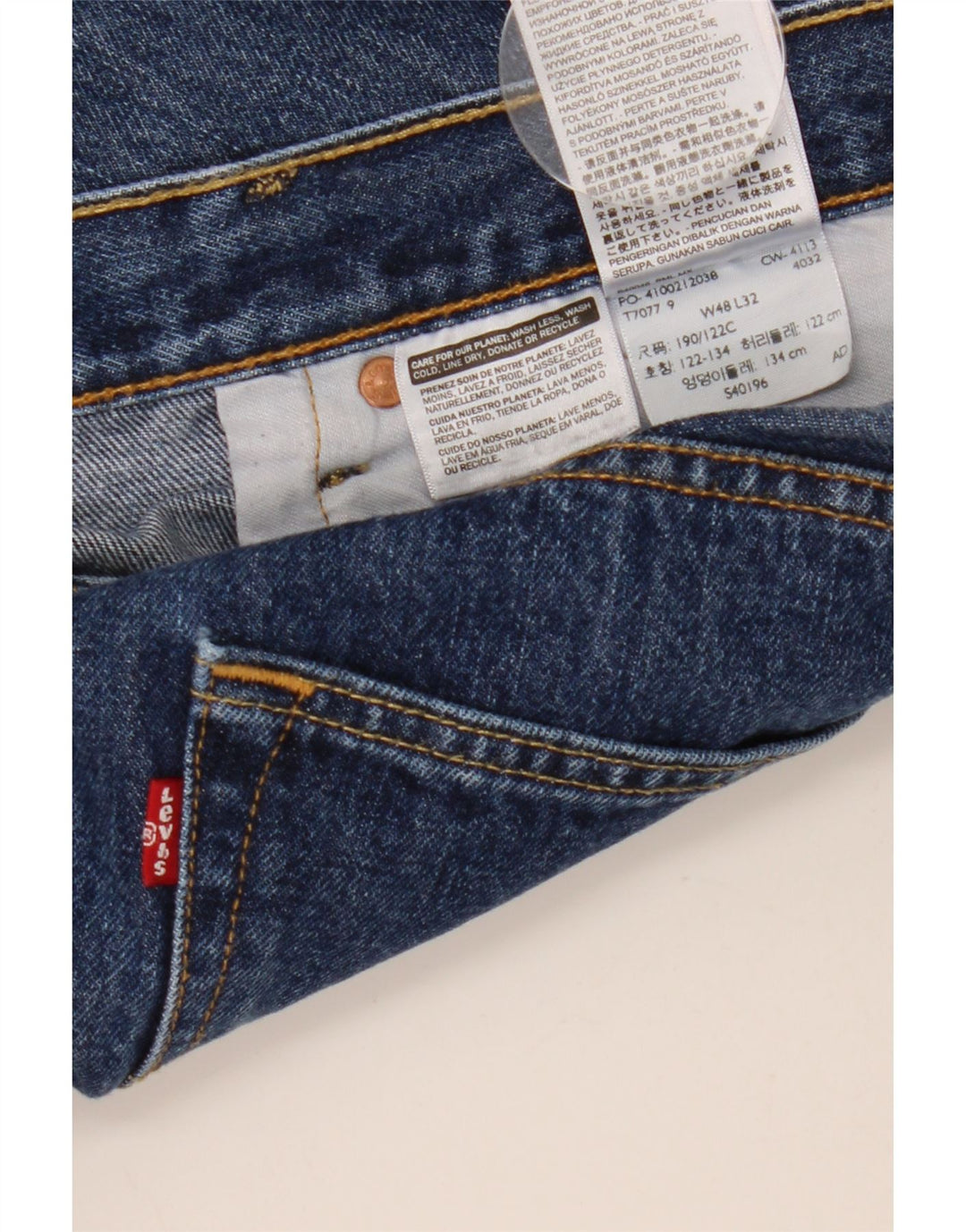 Levi's Mens Straight Jeans W48 L32 Blue Cotton
