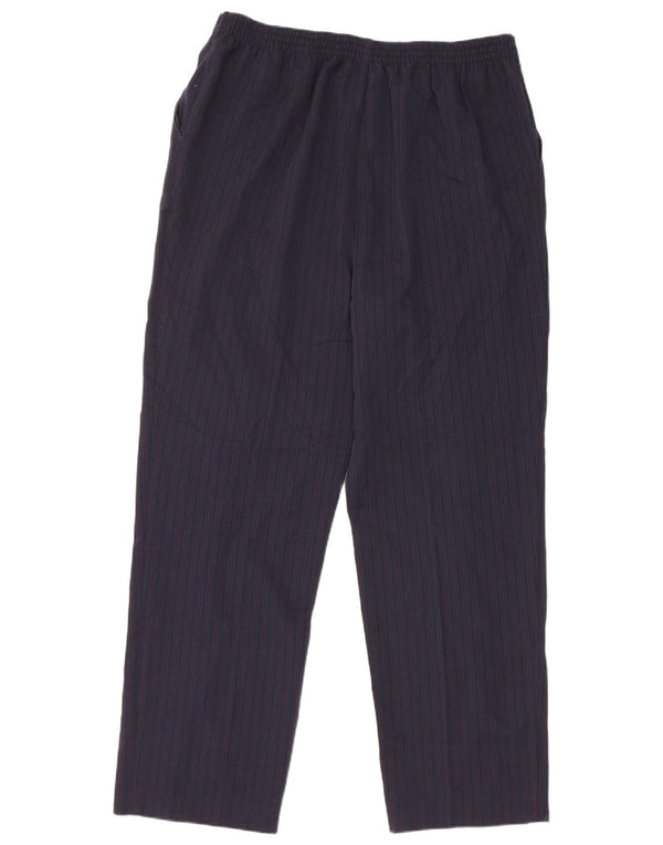 Marks & Spencer Womens Casual Trousers UK 18 XL W34 L29 Navy Blue Striped