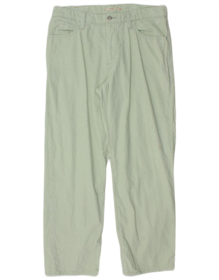 LEVI'S Mens Baggy Loose Fit Corduroy Trousers W32 L30 Green Cotton