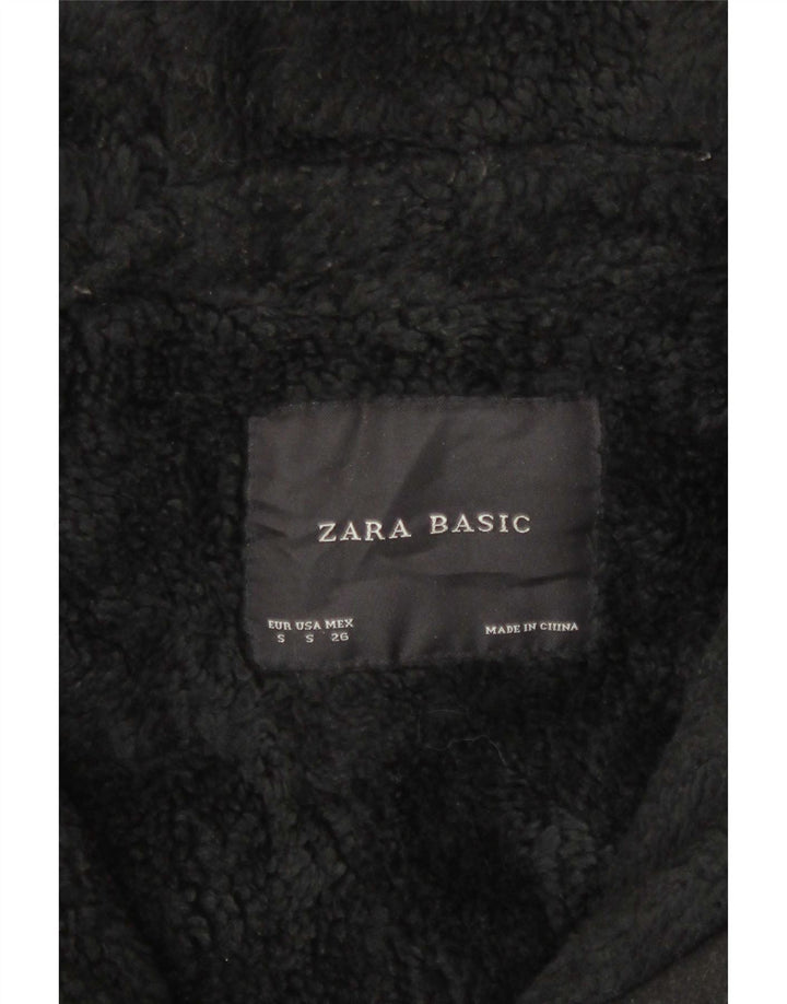 Zara Womens Hooded Oversized Sherpa Jacket UK 10 Small Grey Wool