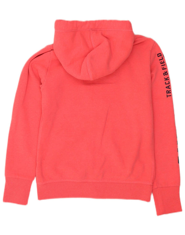 Superdry Womens Graphic Zip Hoodie Sweater UK 12 Medium Pink Sports