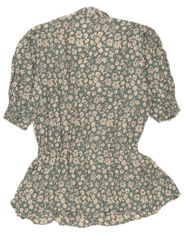 Jigsaw Womens Blouse Top UK 6 XS Green Floral Viscose