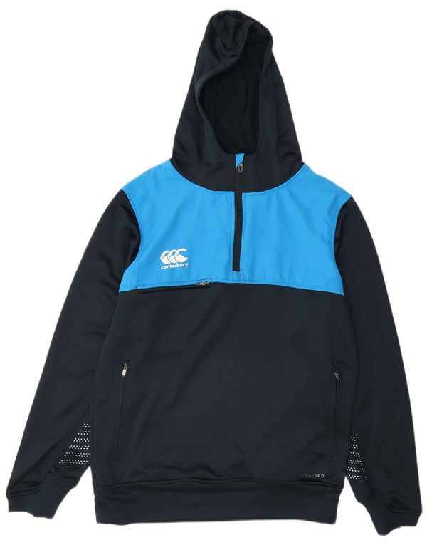 Canterbury Mens Zip Neck Hoodie Jumper Medium Navy Blue Colourblock