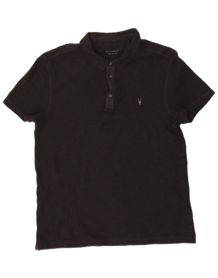 All Saints Mens Polo Shirt Large Black Cotton