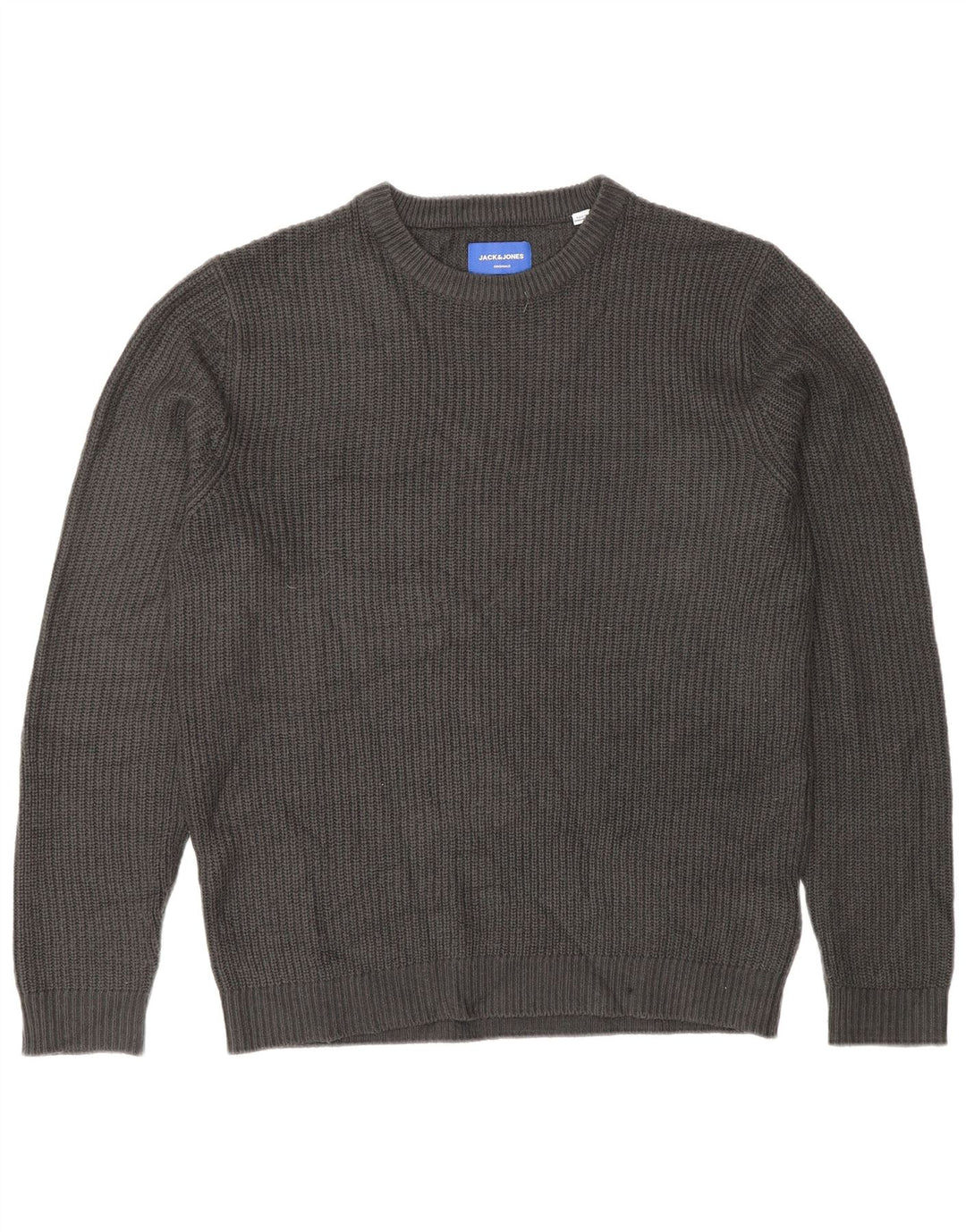 Jack & Jones Mens Crew Neck Jumper Sweater Large Grey Acrylic