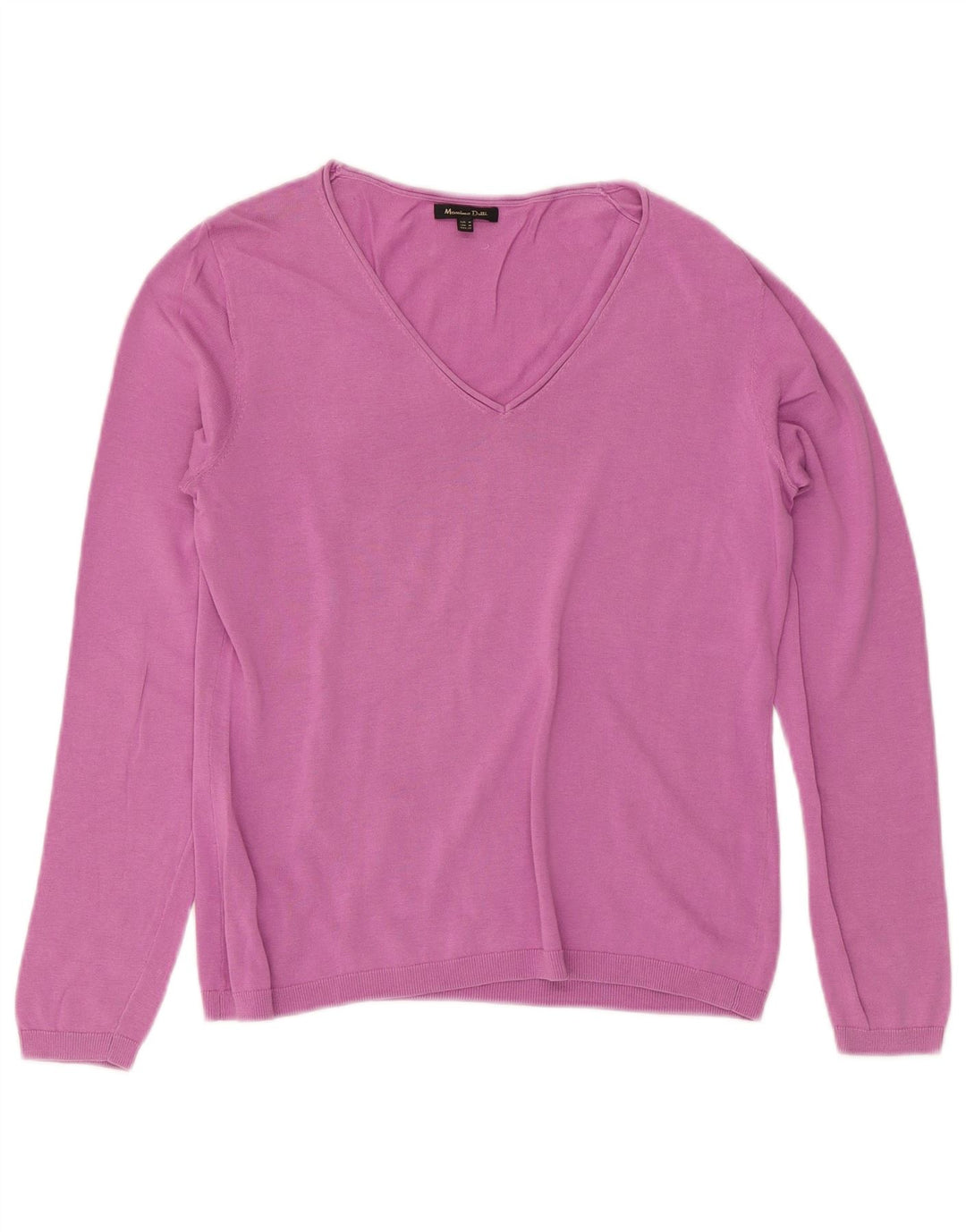 Massimo Dutti Womens V-Neck Jumper Sweater UK 14 Medium Pink