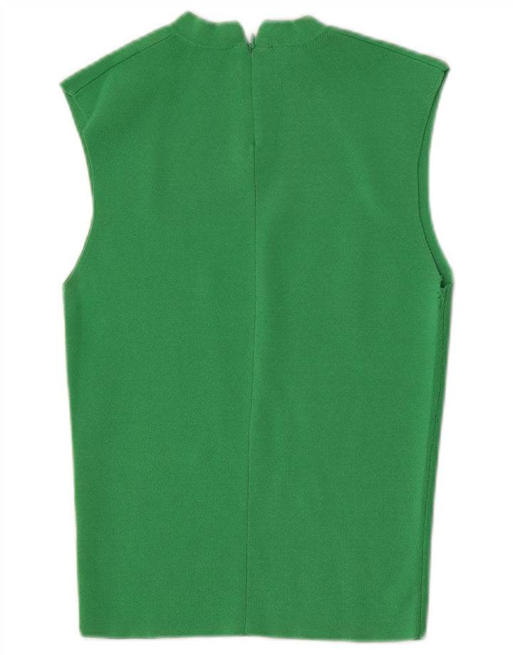 Zara Womens Sleeveless Blouse Top UK 14 Large Green Viscose