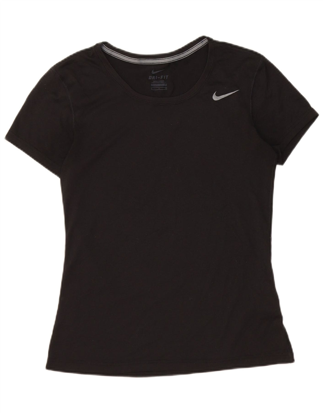 NIKE Womens Dri Fit T-Shirt Top UK 10 Small Black Polyester