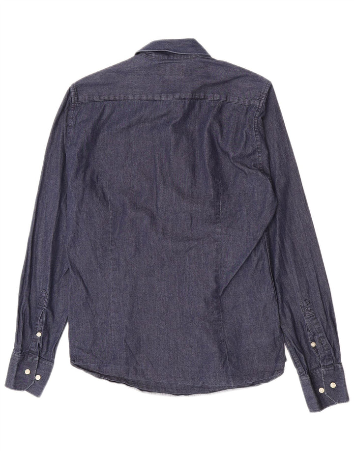 Barbour Mens Tailored Fit Denim Shirt Small Navy Blue Cotton