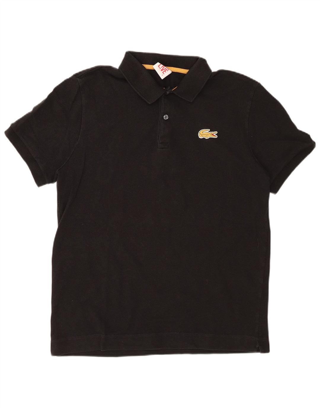 LACOSTE Mens Polo Shirt Size 5 Large Black Cotton